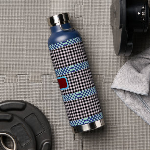 Kariertes Gingham Personalisiert Trinkflasche