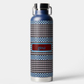 Kariertes Gingham Personalisiert Trinkflasche (Vorderseite)