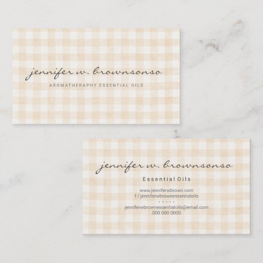 Kariertes Gingham Visitenkarte (Vorne/Hinten)