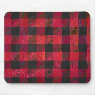 Kariertes Gittermuster Rot und Schwarz Mousepad