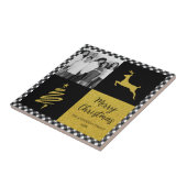 Kariertes Gold Holiday Foto in Black and White Buf Fliese (Seite)