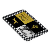 Kariertes Gold Holiday Foto in Black and White Buf Magnet (Rechte Seite)