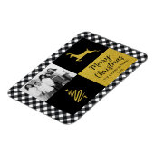 Kariertes Gold Holiday Foto in Black and White Buf Magnet (Linke Seite)