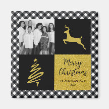 Kariertes Gold Holiday Foto in Black and White Buf