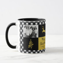 Kariertes Gold Holiday Foto in Black and White Buf