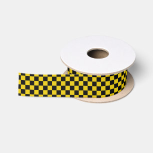 Kariertes Gold und Schwarzes Satinband