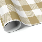 Kariertes Gold und Weißbüffel Geschenkpapier (Rolleneckpunkt)