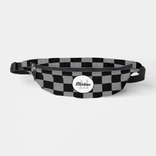 Kariertes grau schwarzes geometrisches Retro-Monog Bauchtasche