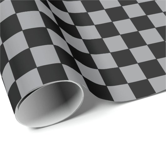 Kariertes Grau und Schwarz Geschenkpapier (Rolleneckpunkt)