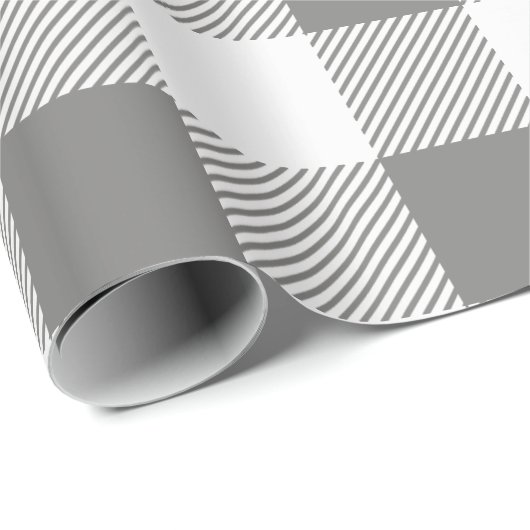 Kariertes, graues und weißes Buffalo Geschenkpapier (Rolleneckpunkt)