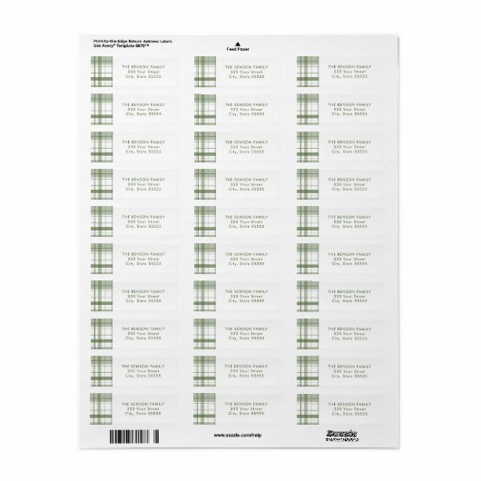 Kariertes Green White Return Label (Vorne)