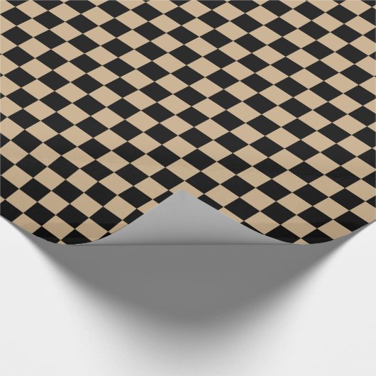 Kariertes großes - Schwarzes und TAN Geschenkpapier (Ecke)
