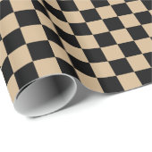 Kariertes großes - Schwarzes und TAN Geschenkpapier (Rolleneckpunkt)