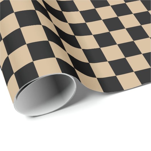 Kariertes großes - Schwarzes und TAN Geschenkpapier (Rolleneckpunkt)