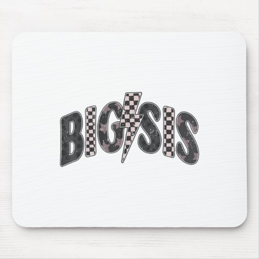 Kariertes großes Schwester-Schwester-Ankündigung B Mousepad (Vorne)