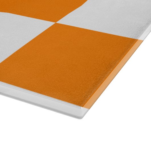 Kariertes großes - Weiß und Orange Schneidebrett (Ecke)
