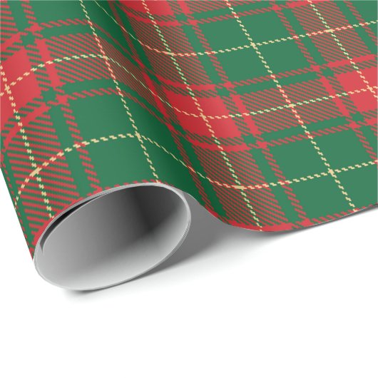 Kariertes, grün-grünes Tartan-Muster Geschenkpapier (Rolleneckpunkt)