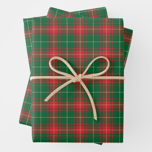Kariertes, grün-grünes Tartan-Muster Geschenkpapier Set (Beispiel)