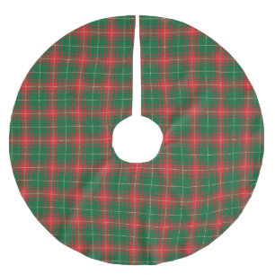 Kariertes, grün-grünes Tartan-Muster Polyester Weihnachtsbaumdecke