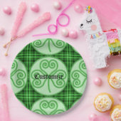 Kariertes grün-schwarzes Kleeblatt Pappteller (Party)