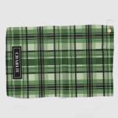Kariertes grün-schwarzes Muster mit Individuelle N Golfhandtuch (Horizontal)
