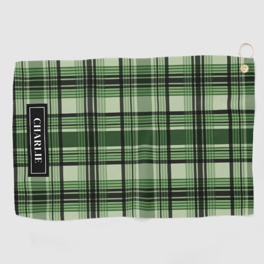 Kariertes grün-schwarzes Muster mit Individuelle N Golfhandtuch (Horizontal)