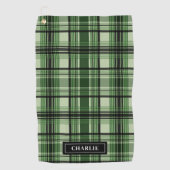 Kariertes grün-schwarzes Muster mit Individuelle N Golfhandtuch (Vorderseite)