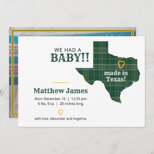 Kariertes Grün und Gold aus Texas Horizontalem Fot Ankündigung (Vorne/Hinten)