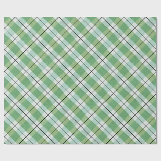 Kariertes Grün und Weiß Geschenkpapier (Flach)
