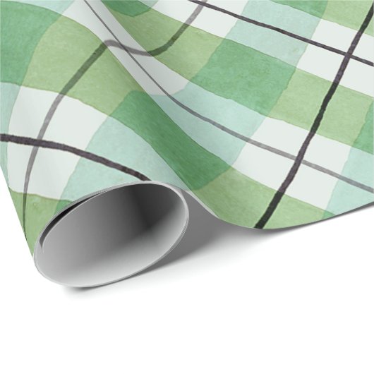 Kariertes Grün und Weiß Geschenkpapier (Rolleneckpunkt)