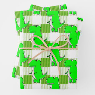 Kariertes Grün und Weiß Tartan Muster Geschenkpapier Set