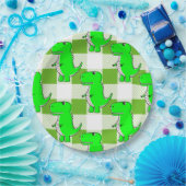 Kariertes Grün und Weiß Tartan Muster Pappteller (Party)