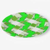 Kariertes Grün und Weiß Tartan Muster Pappteller (Schrägansicht)