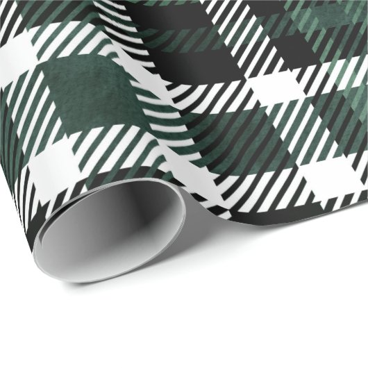 Kariertes Grün Weihnachten Weihnachten Rustikaler Geschenkpapier (Rolleneckpunkt)