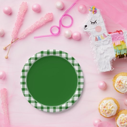 Kariertes Grünbuch Pappteller (Party)