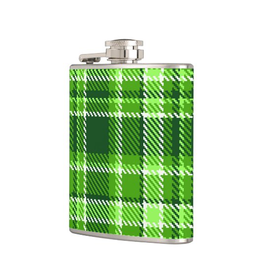 Kariertes grüne Farbmuster Flachmann (Links)