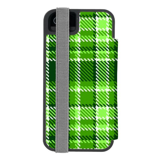 Kariertes grüne Farbmuster Incipio iPhone Geldbeutel-Hülle (Folio Rückseite)