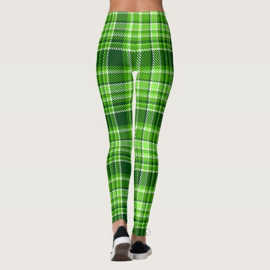 Kariertes grüne Farbmuster Leggings (Rückseite)