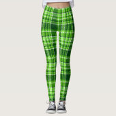 Kariertes grüne Farbmuster Leggings (Vorderseite)