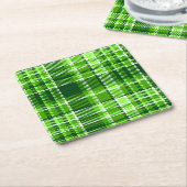 Kariertes grüne Farbmuster Rechteckiger Pappuntersetzer (angewinkelt)