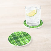 Kariertes grüne Farbmuster Sandstein Untersetzer (Seite)