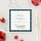 Kariertes grünes blaues Weihnachtsbuch Tartan Serviette (Beispiel)