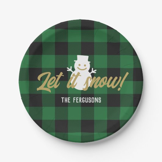 Kariertes grünes Buffalo Pappteller (Vorderseite)