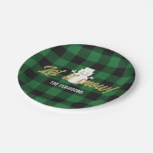 Kariertes grünes Buffalo Pappteller (Schrägansicht)