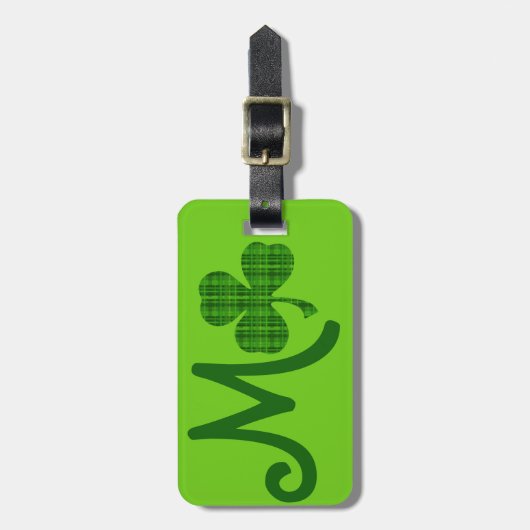 Kariertes grünes Kleeblatt Gepäckanhänger (Vorderseite vertikal)