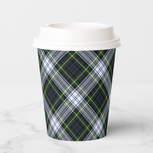 Kariertes grünes Skript Rustikaler Clan Gordon Tar Pappbecher (Rückseite)