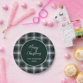 Kariertes grünes Skript Rustikaler Clan Gordon Tar Pappteller (Party)