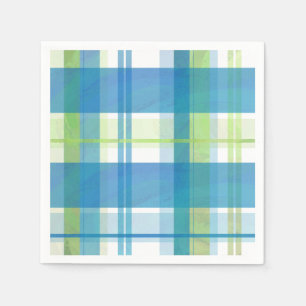Kariertes Grünes und Blau Madras Serviette