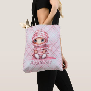 Kariertes Halloween-Pink in Rosa und Weiß Tasche