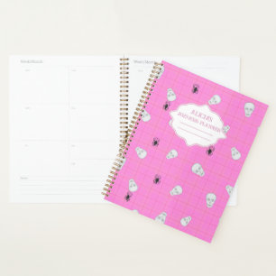 Kariertes Halloween Skull & Spione personalisiert Planer